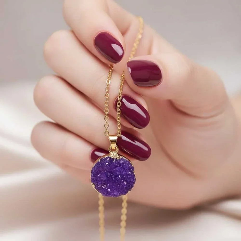 Purple Fashion Stone Round Necklace